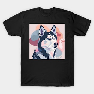 Retro Siberian Husky: Pastel Pup Revival T-Shirt